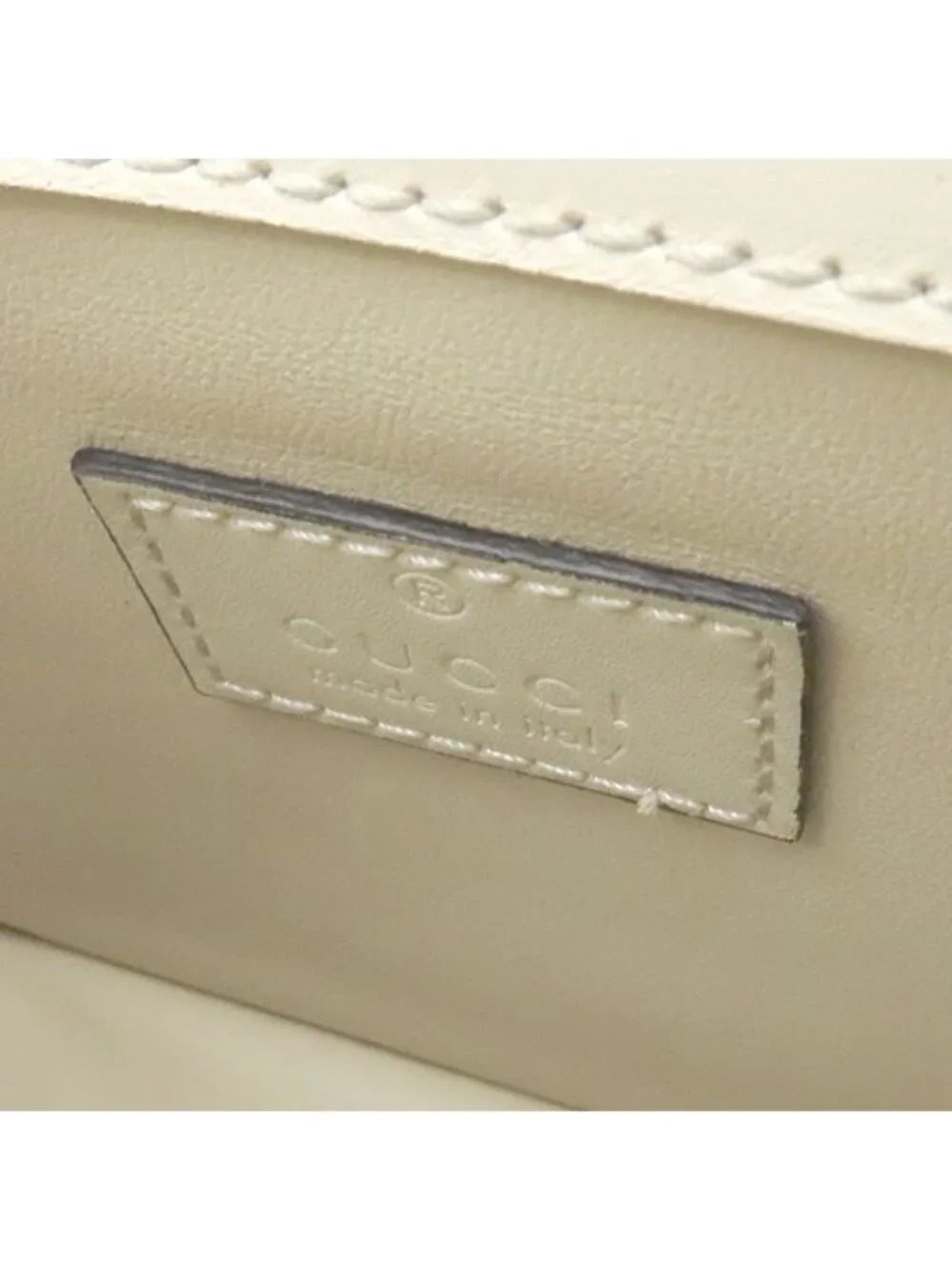 Gucci 2-Way Bag Deco Leather Chain Shoulder Ivory Gold White Silver